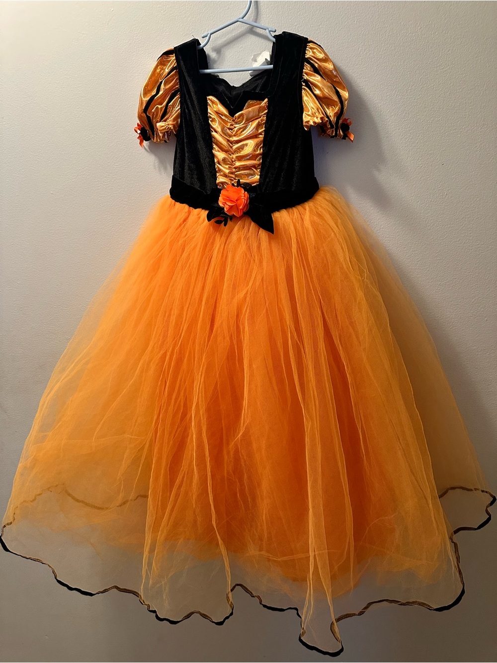 Orange and Black Tulle witch, pumpkin Princess Dress kids costume